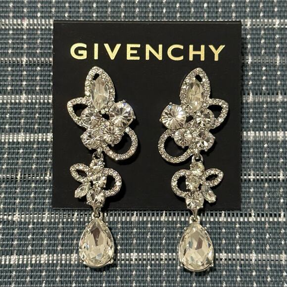 NEW | Givenchy | Crystal Petal Statement Linear Earrings - Picture 1 of 5
